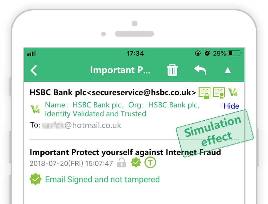 HSBC Bank's domain email address