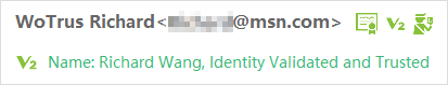 V2 full name, Identity Validated