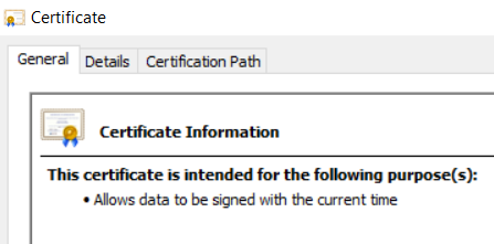 Timestamping certificate
