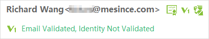 V1 Email Validated, Identity Not Validated